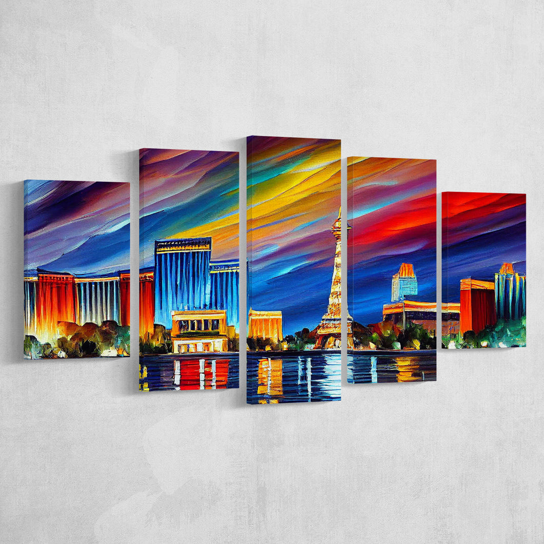 Las Vegas Trip Canvas Painting - 5 Panel Canvas Large Wall Art For Liv -  Ducicanvas