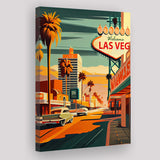 Las Vegas Strip 1960s Retro Art Print ,City Art Print, Large Canvas, Canvas Print Wall Art Home Decor