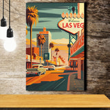 Las Vegas Strip 1960s Retro Art Print ,City Art Print, Large Canvas, Canvas Print Wall Art Home Decor