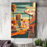 Las Vegas Strip 1960s Retro Art Print ,City Art Print, Large Canvas, Canvas Print Wall Art Home Decor