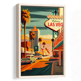 Las Vegas Strip 1960s Retro Art Print, Large Canvas, Framed Canvas Print Wall Art Home Decor, Floating Frame