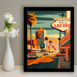 Las Vegas Strip 1960s Retro Art Print, City Art Print, Framed Art Print Wall Art Home Decor, Framed Picture