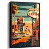 Las Vegas Strip 1960s Retro Art Print, Large Canvas, Framed Canvas Print Wall Art Home Decor, Floating Frame