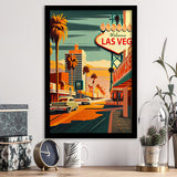 Las Vegas Strip 1960s Retro Art Print, City Art Print, Framed Art Print Wall Art Home Decor, Framed Picture