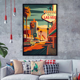 Las Vegas Strip 1960s Retro Art Print, City Art Print, Framed Art Print Wall Art Home Decor, Framed Picture