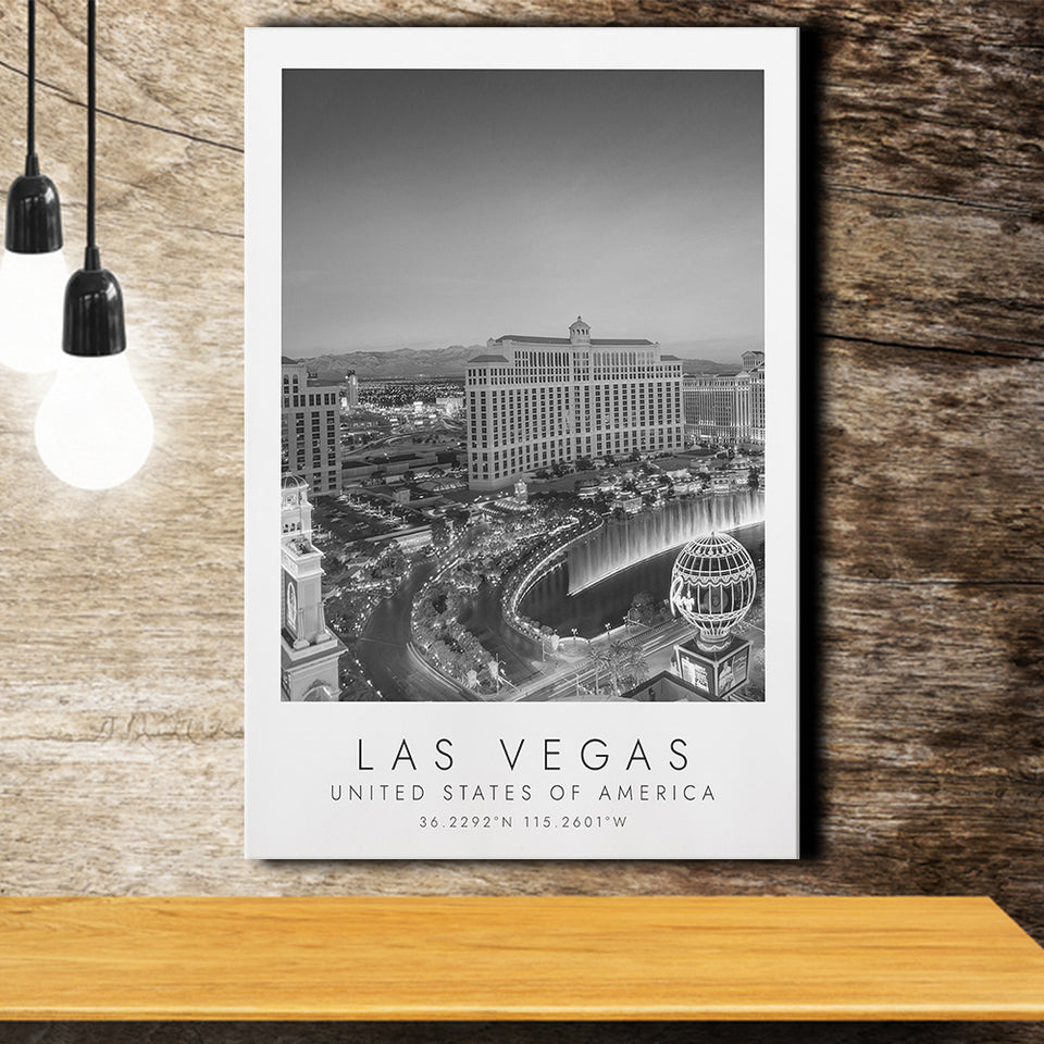 Las Vegas, Usa Black And White Art Canvas Prints Wall Art Home Decor