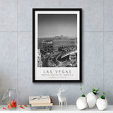 Las Vegas, Usa Black And White Art Framed Canvas Prints Wall Art Home Decor, Floating Frame