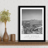Las Vegas, Usa Black And White Art Framed Canvas Prints Wall Art Home Decor, Floating Frame