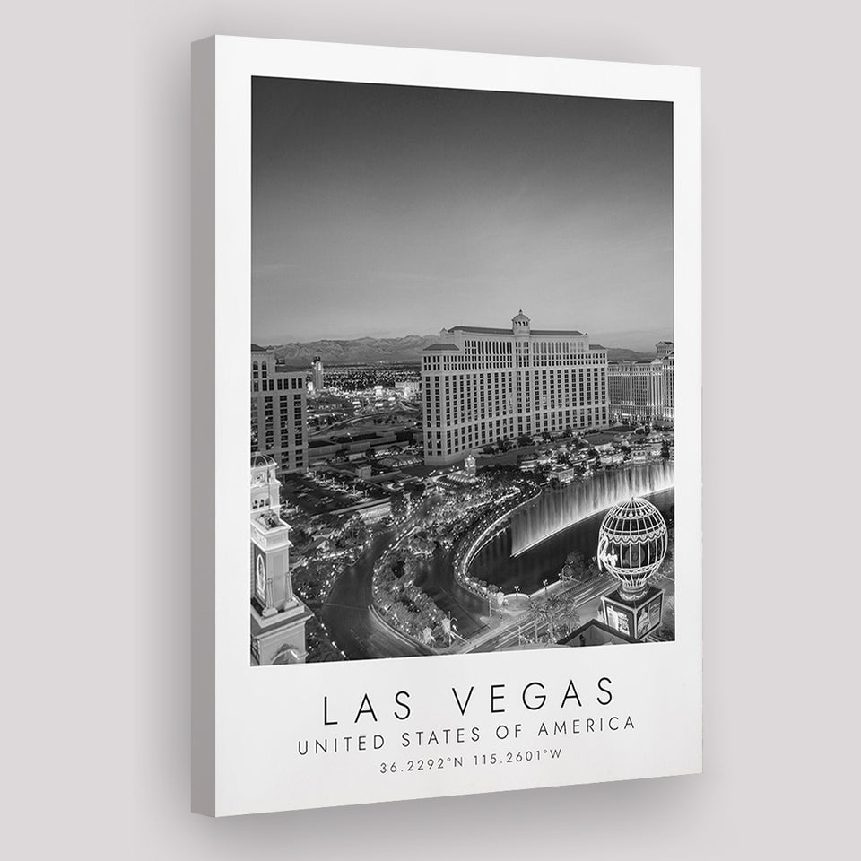 Las Vegas, Usa Black And White Art Canvas Prints Wall Art Home Decor