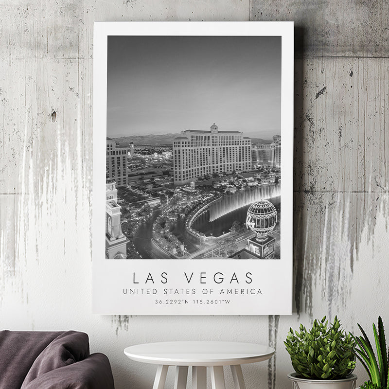 Las Vegas, Usa Black And White Art Canvas Prints Wall Art Home Decor