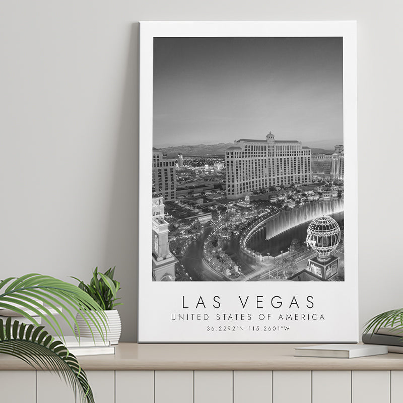 Las Vegas, Usa Black And White Art Canvas Prints Wall Art Home Decor