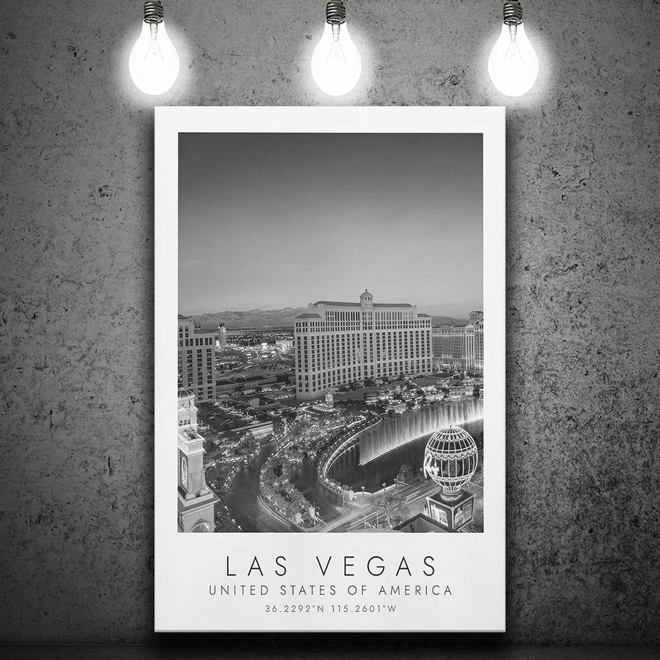 Las Vegas, Usa Black And White Art Canvas Prints Wall Art Home Decor