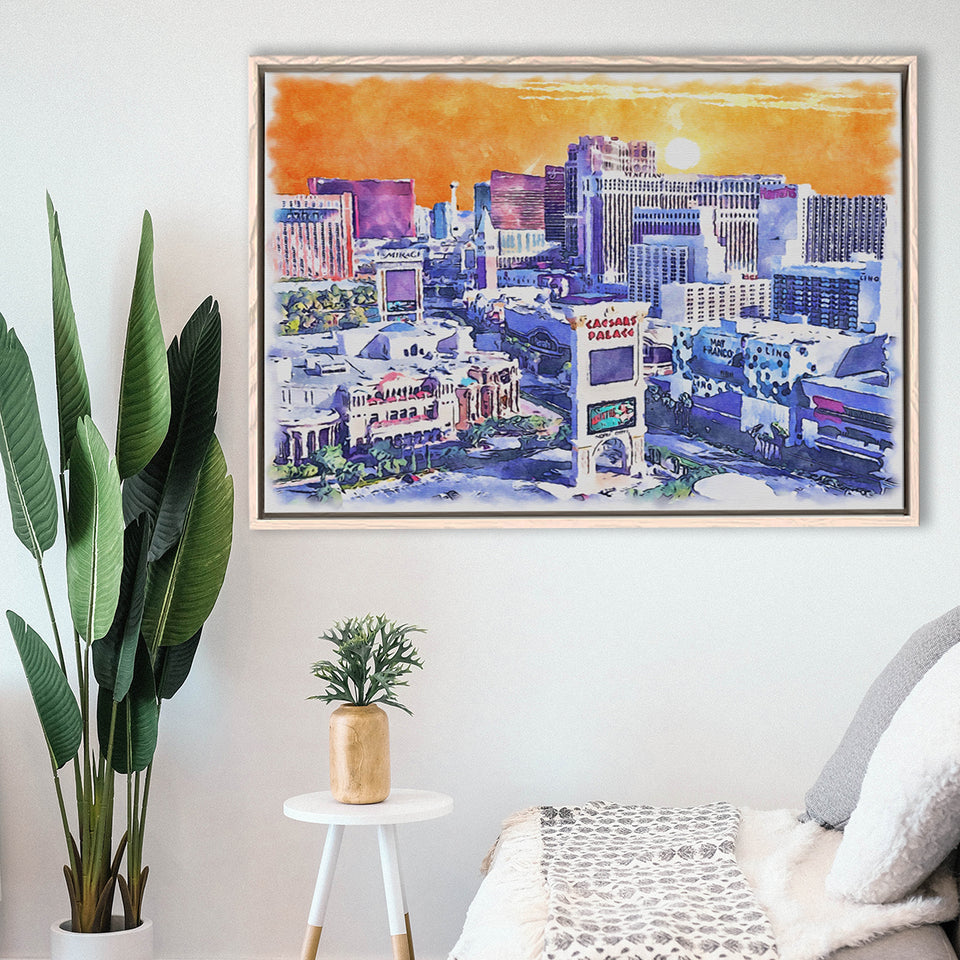 Las Vegas Watercolor Las Vegas Nevada, Sport Art Prints Fan Gift, Framed Canvas Prints Wall Art Decor