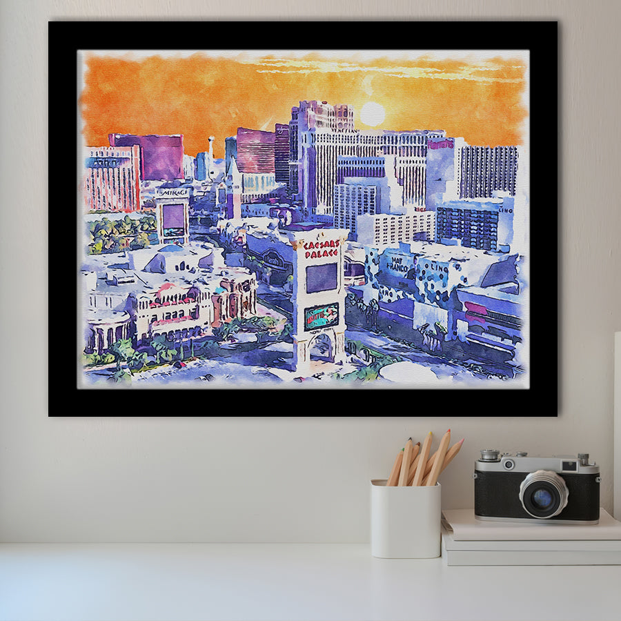 Las Vegas Watercolor Las Vegas Nevada, Sport Prints Fan Gift, Framed Art Prints Wall Art Decor
