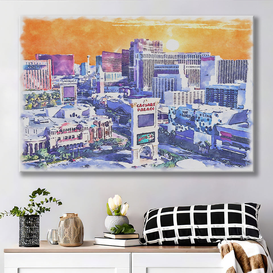 Las Vegas Watercolor Las Vegas Nevada, Sport Art Prints Fan Gift, Canvas Prints Wall Art Decor