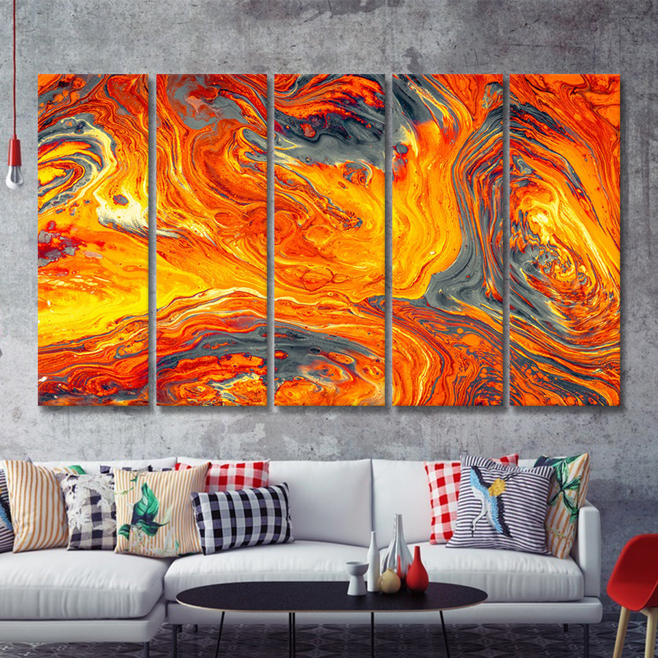 Lava Flow 5 Piece B Multi Panels Canvas Prints Wall Art - Painting Canvas,Wall Decor