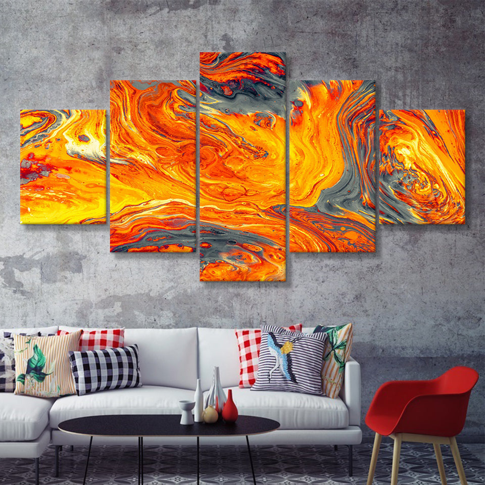 Lava Flow 5 Piece Multi Panels Canvas Prints Wall Art - Painting Canvas,Wall Decor