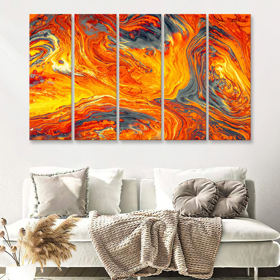 Lava Flow 5 Piece B Multi Panels Canvas Prints Wall Art - Painting Canvas,Wall Decor