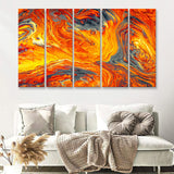 Lava Flow 5 Piece B Multi Panels Canvas Prints Wall Art - Painting Canvas,Wall Decor