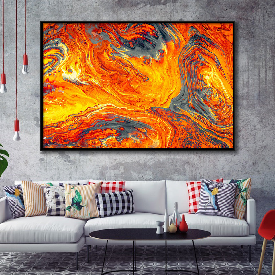 Lava Flow Framed Canvas Prints Wall Art - Painting Canvas,Framed Picture,Home Art Wall Decor