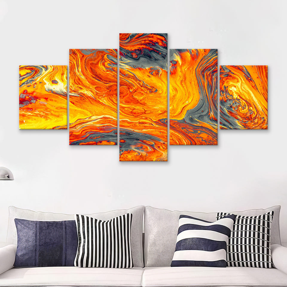 Lava Flow 5 Piece Multi Panels Canvas Prints Wall Art - Painting Canvas,Wall Decor