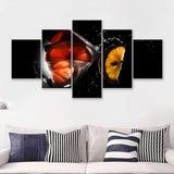 Lemon Drinks Glass Water Splash  5 Pieces Canvas Prints Wall Art - Painting Canvas, Multi Panels, 5 Panel, Wall Decor