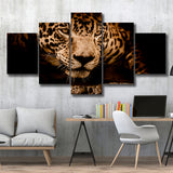Leopard Safari Animal 5 Piece Canvas Prints Wall Art Decor, Multi Panels, Mixed Canvas