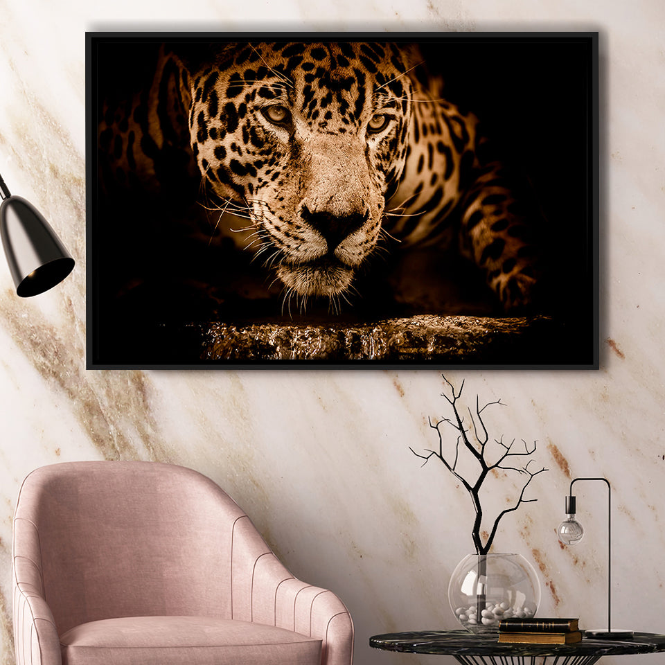 Leopard Safari Animal Framed Canvas Prints Wall Art Decor, Framed Picture, Floating Frame