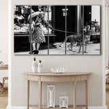 Leopard On A Leash Black And White Print, Cheetah Larger Canvas Art, 5 Piece Canvas Prints Wall Art Decor