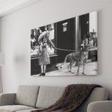 Leopard On A Leash Black And White Print, Cheetah Canvas Prints Wall Art Home Decor