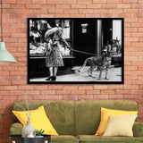 Leopard On A Leash Black And White Print, Cheetah Framed Art Prints, Wall Art,Home Decor,Framed Picture