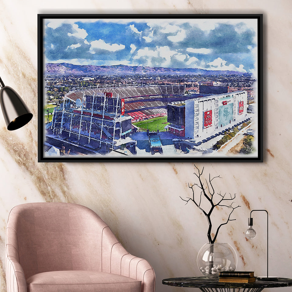 Levis Stadium Watercolor, Sport Art Prints Fan Gift, Framed Canvas Prints Wall Art Decor