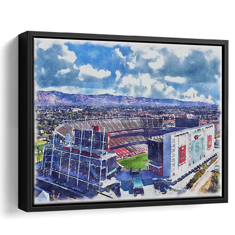 Levis Stadium Watercolor, Sport Art Prints Fan Gift, Framed Canvas Prints Wall Art Decor