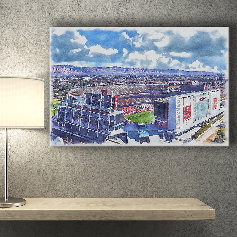 Levis Stadium Watercolor, Sport Art Prints Fan Gift, Canvas Prints Wall Art Decor