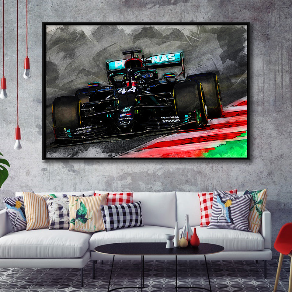 Lewis Hamilton All Black Formula 1 Framed Canvas Prints Wall Art Decor - Painting Canvas, Framed Picture, Home Decor