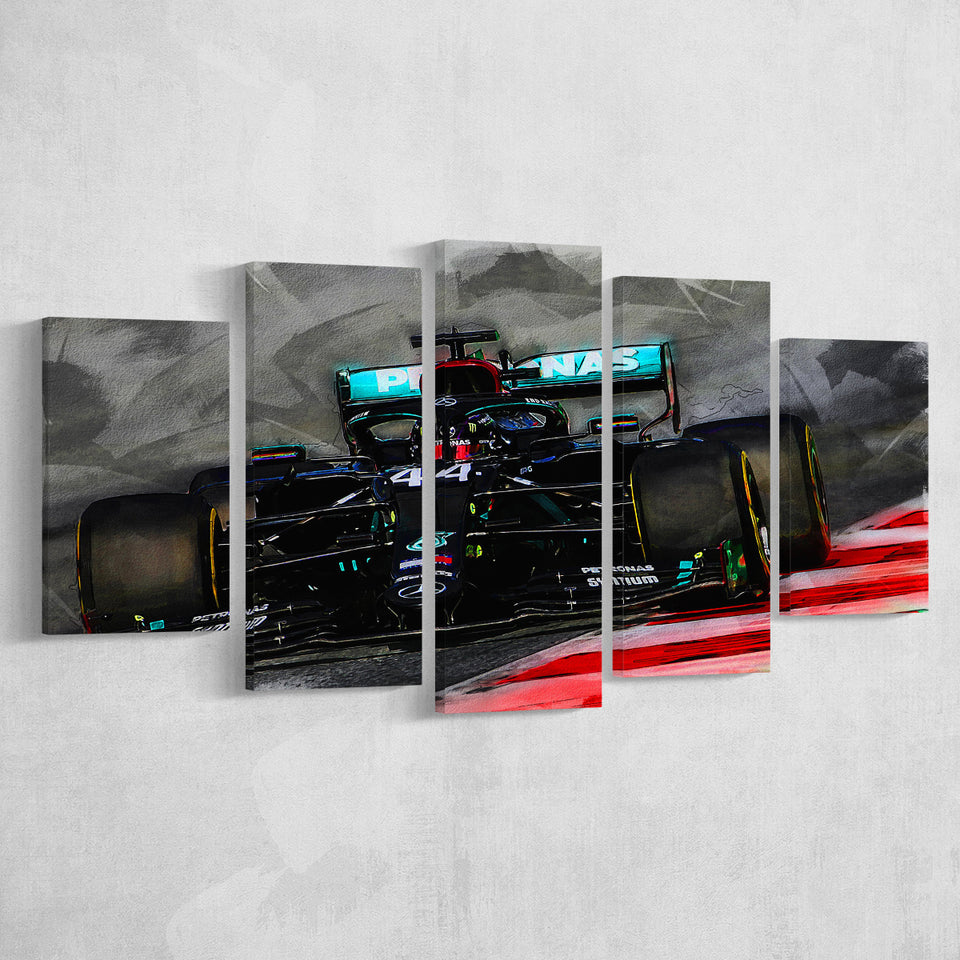 Lewis Hamilton All Black Formula 1 5 Pieces Canvas Prints Wall Art Decor - Painting Canvas, Mixed Canvas, Multi Panels