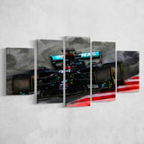 Lewis Hamilton All Black Formula 1 5 Pieces Canvas Prints Wall Art Decor - Painting Canvas, Mixed Canvas, Multi Panels