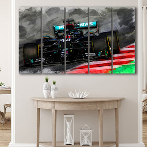 Lewis Hamilton All Black Formula 1 5 Piece B Canvas Prints Wall Art Decor, Multi Panels,Large Canvas, Home Decor