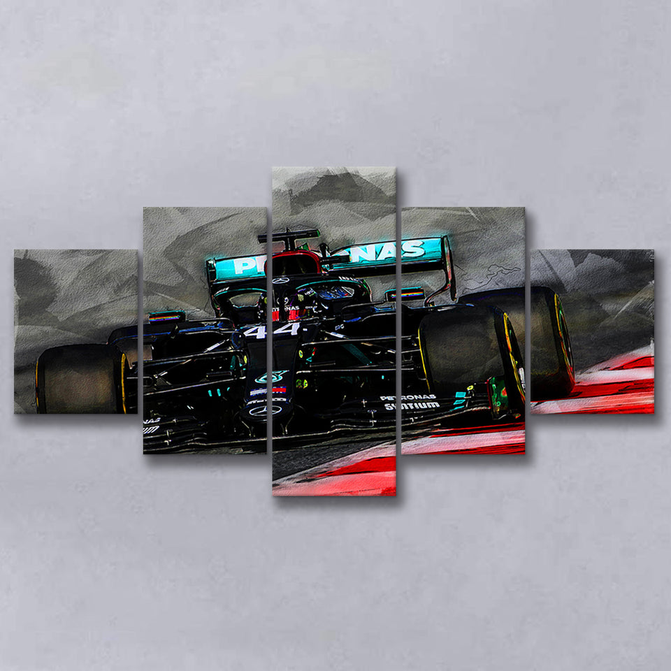 Lewis Hamilton All Black Formula 1 5 Pieces Canvas Prints Wall Art Decor - Painting Canvas, Mixed Canvas, Multi Panels