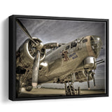 Liberty Bella War Airplane Framed Canvas Prints Wall Art Decor - Painting Canvas, Black Framed Picture