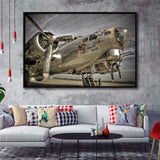Liberty Bella War Airplane Framed Canvas Prints Wall Art Decor - Painting Canvas, Black Framed Picture