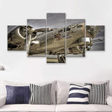 Liberty Bella War Airplane 5 Piece Canvas Prints Wall Art Decor - Painting Canvas, Multi Panels