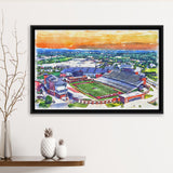 Liberty Flames Williams Stadium Watercolor, Sport Art Prints Fan Gift, Framed Canvas Prints Wall Art Decor