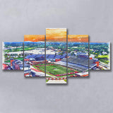 Liberty Flames Williams Stadium Watercolor, 5 Pieces, Multi Panel Canvas Prints Wall Art Decor