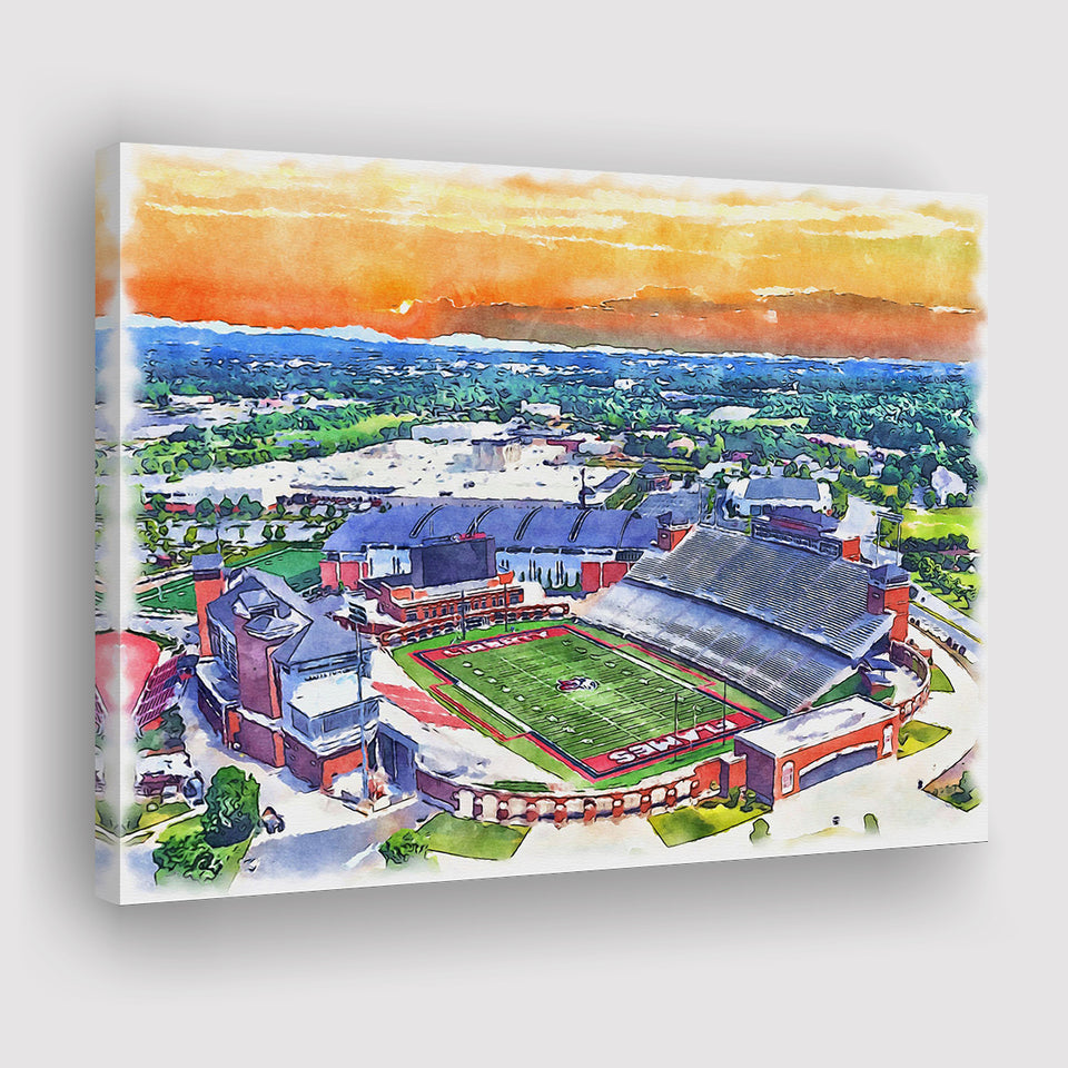 Liberty Flames Williams Stadium Watercolor, Sport Art Prints Fan Gift, Canvas Prints Wall Art Decor