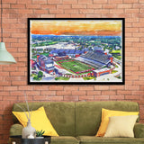 Liberty Flames Williams Stadium Watercolor, Sport Prints Fan Gift, Framed Art Prints Wall Art Decor