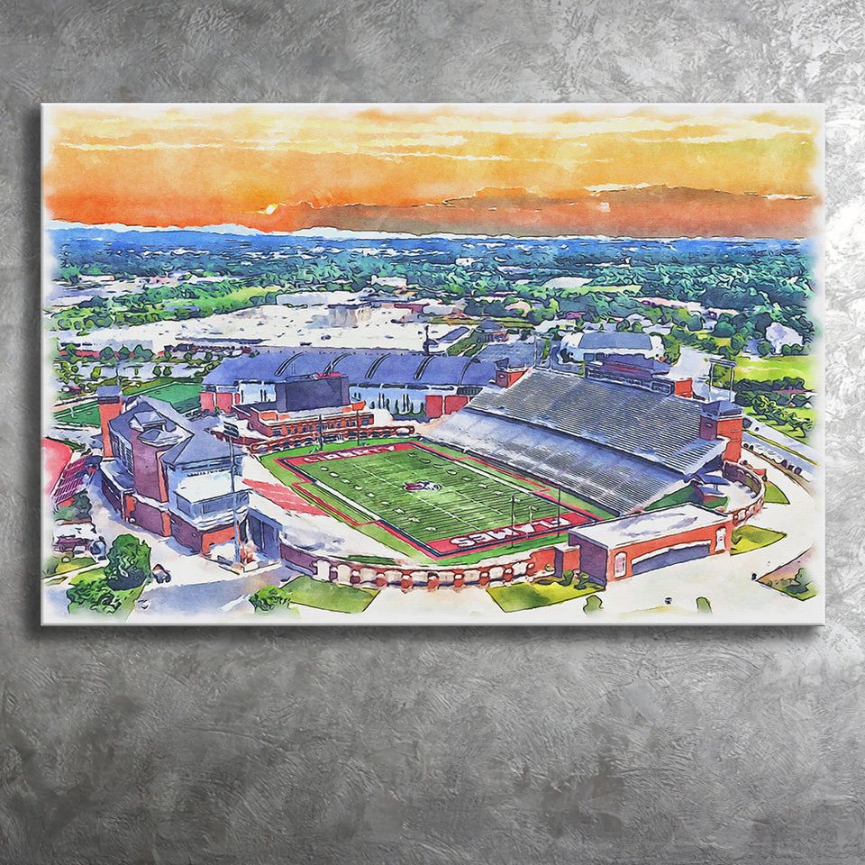Liberty Flames Williams Stadium Watercolor, Sport Art Prints Fan Gift, Canvas Prints Wall Art Decor