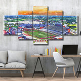 Liberty Flames Williams Stadium Watercolor, 5 Pieces, Multi Panel Canvas Prints Wall Art Decor