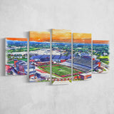 Liberty Flames Williams Stadium Watercolor, 5 Pieces, Multi Panel Canvas Prints Wall Art Decor