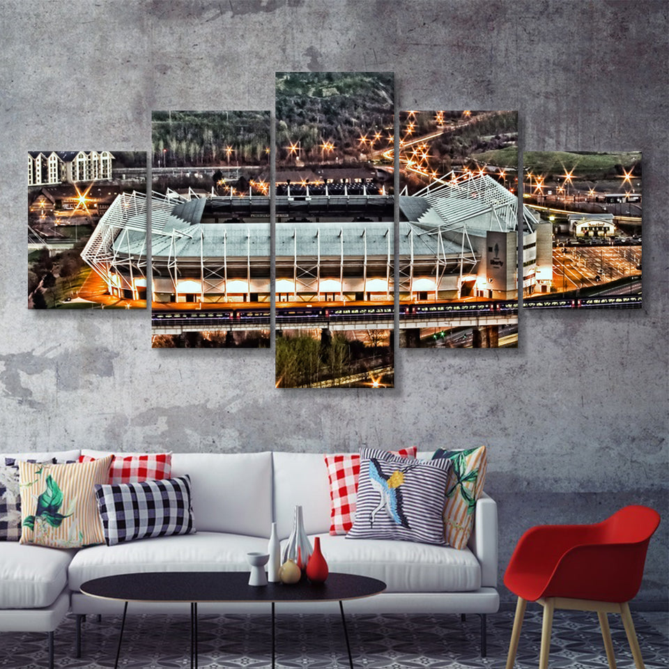 Liberty Stadium, Swansea, Wales, Football Stadium 5 Pieces Canvas Prints Wall Art - Painting Canvas, Multi Panel, Fan Gift